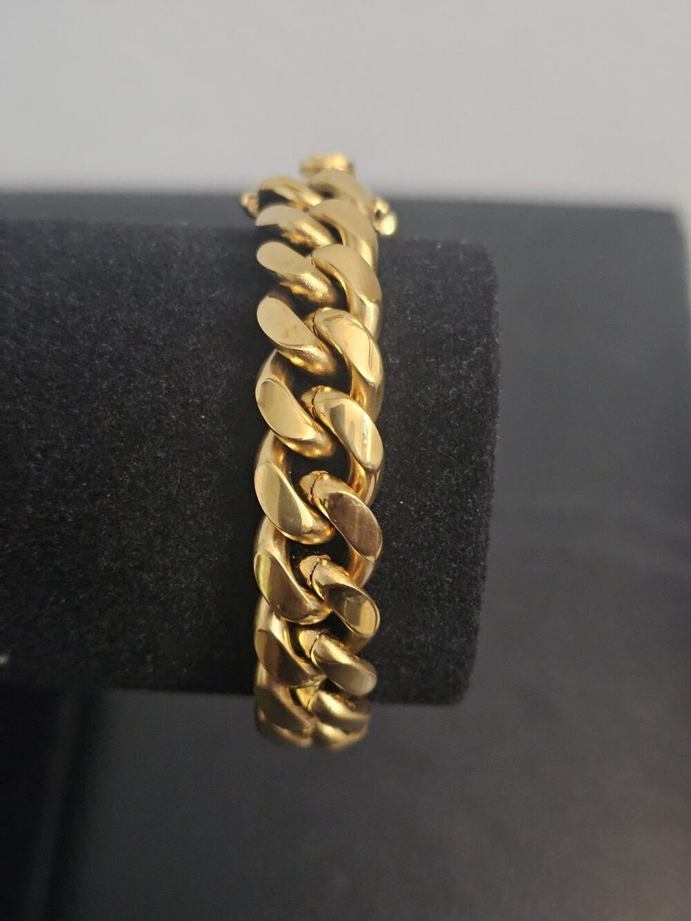 8in Gold Tone Steel- 11.5mm thick Cuban Link Bracelet w/ Box Lock Clasp